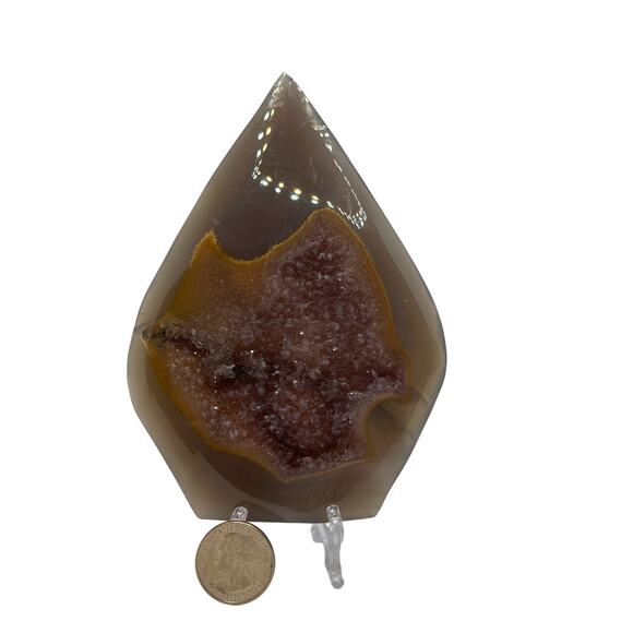 Druzy Amethyst Agate Crystal Freeform Teardrop Flame - Picture 2 of 6